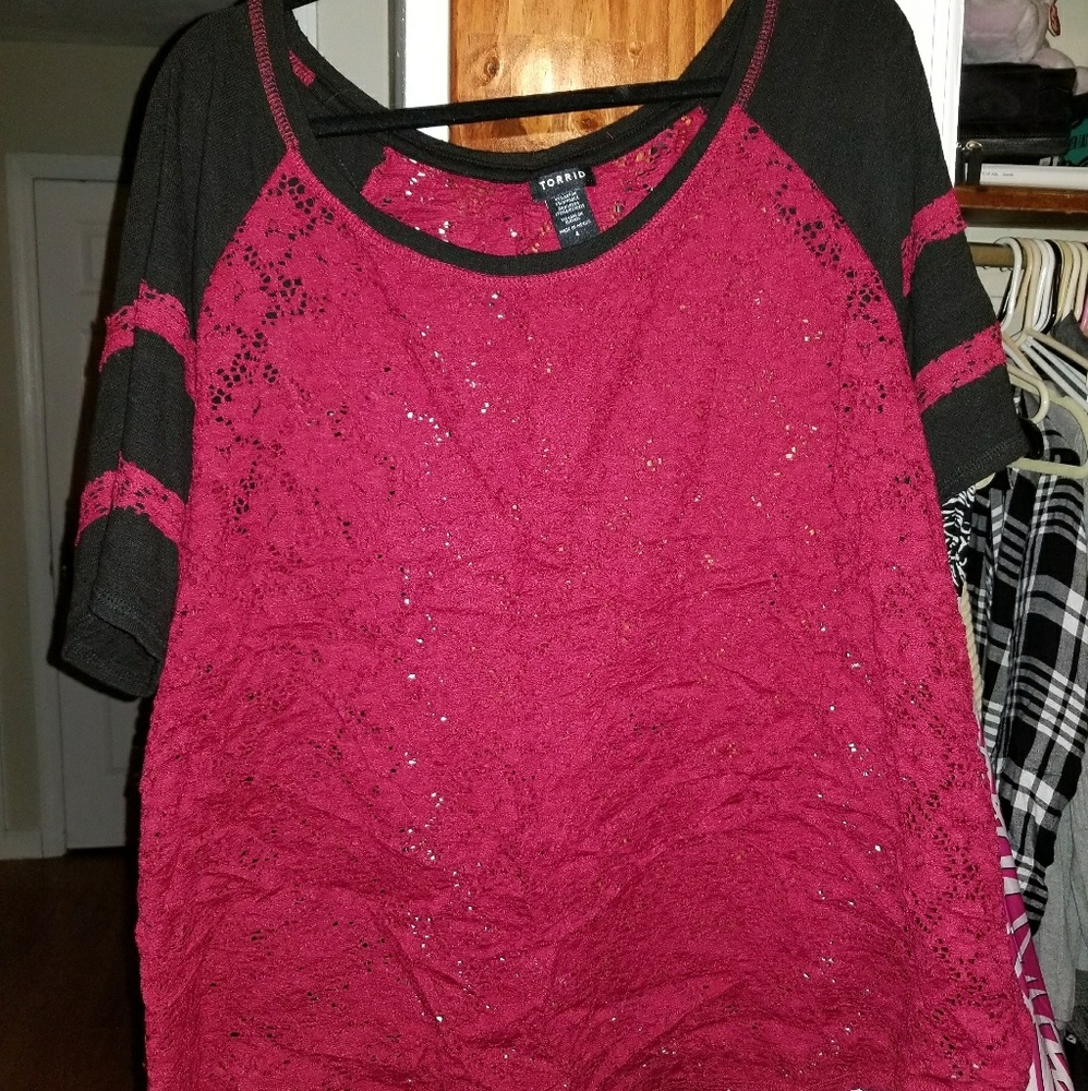 Pink & black football tee